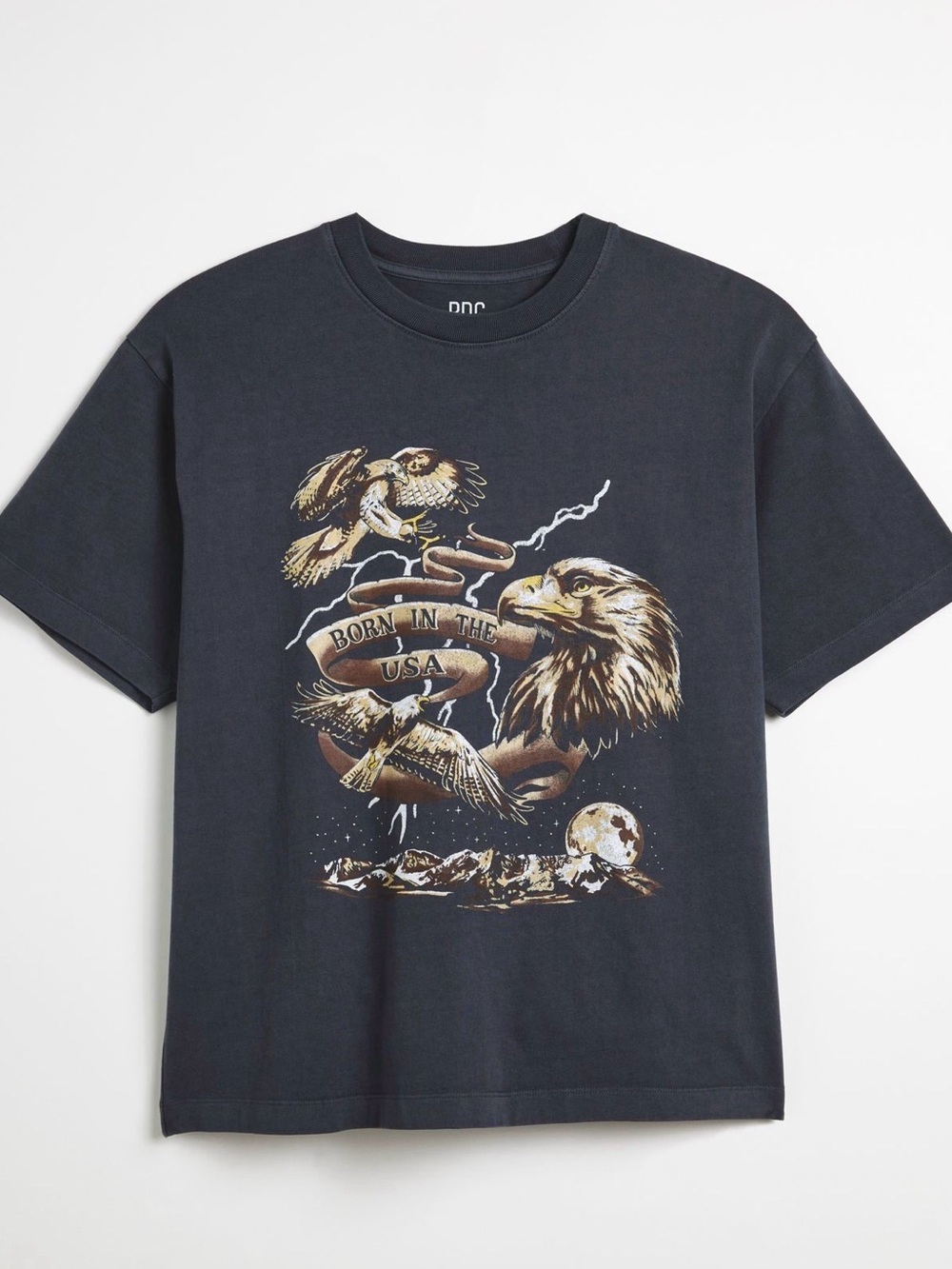 BDG Black Tee with Brown and Cream Eagle Graphic
